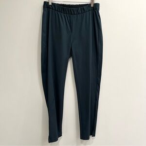 Eileen Fisher green pull on elastic waist pants straight leg organic cotton XS